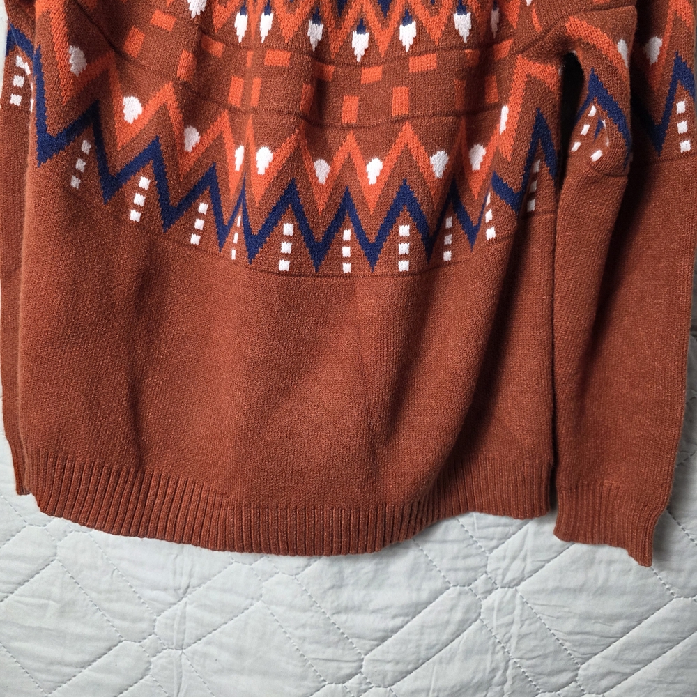 Western Rust Fair Isle Turtleneck Sweater Shirt Sz L - Picture 4 of 8